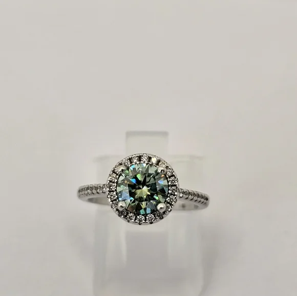 Certified GRA Green Moissanite Ring 18k White Gold over Sterling Silver … - Picture 10 of 14